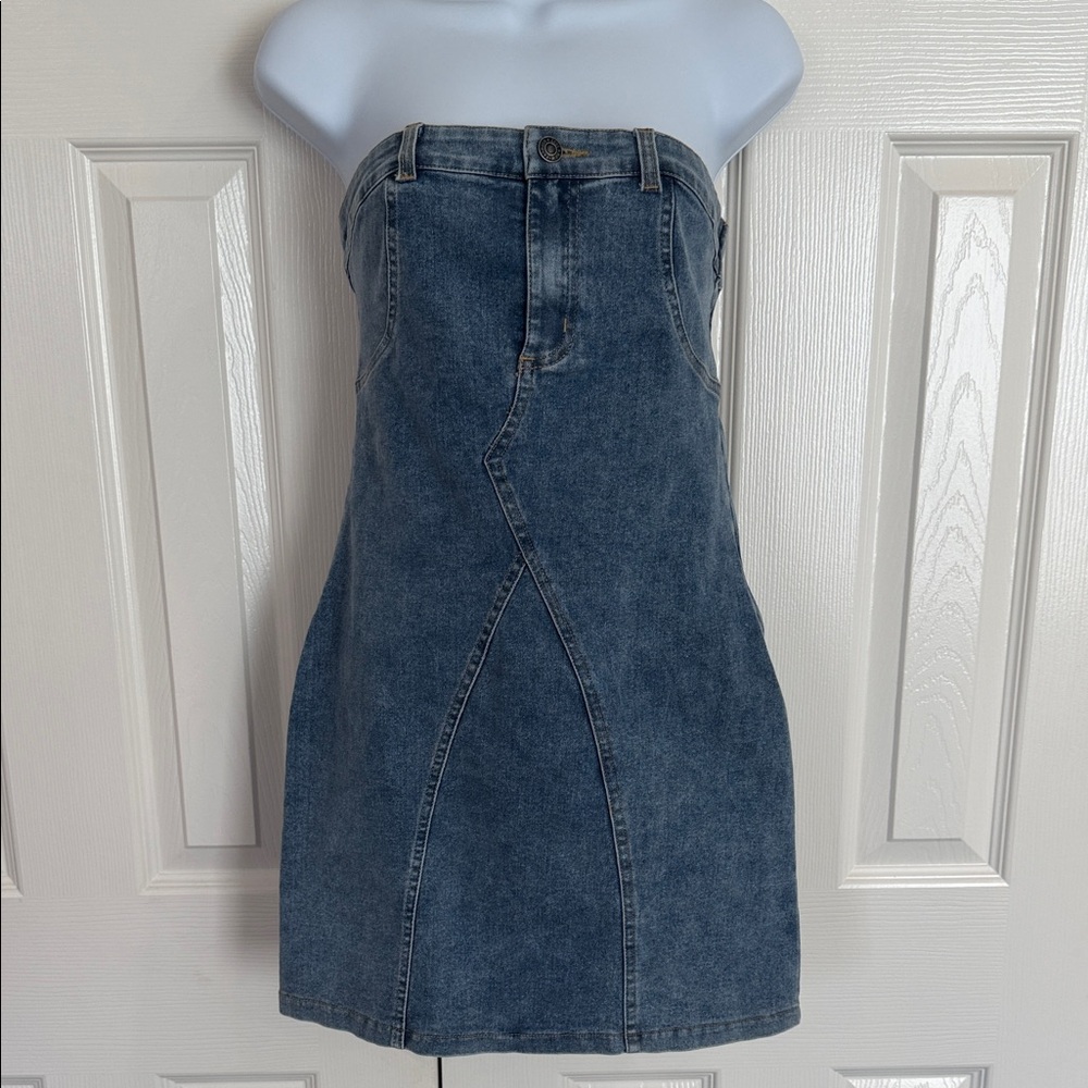 Denim Strapless Mini Dress